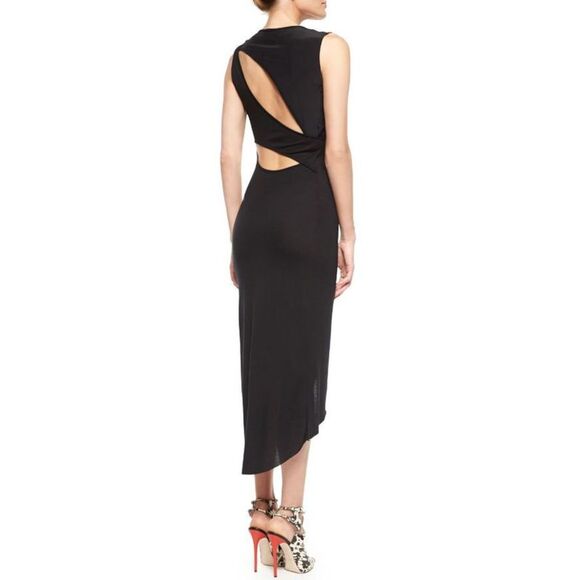 HAUTE HIPPIE Womens Black Sheer Sleeveless Round Neck Midi Party Hi-Lo Dress M